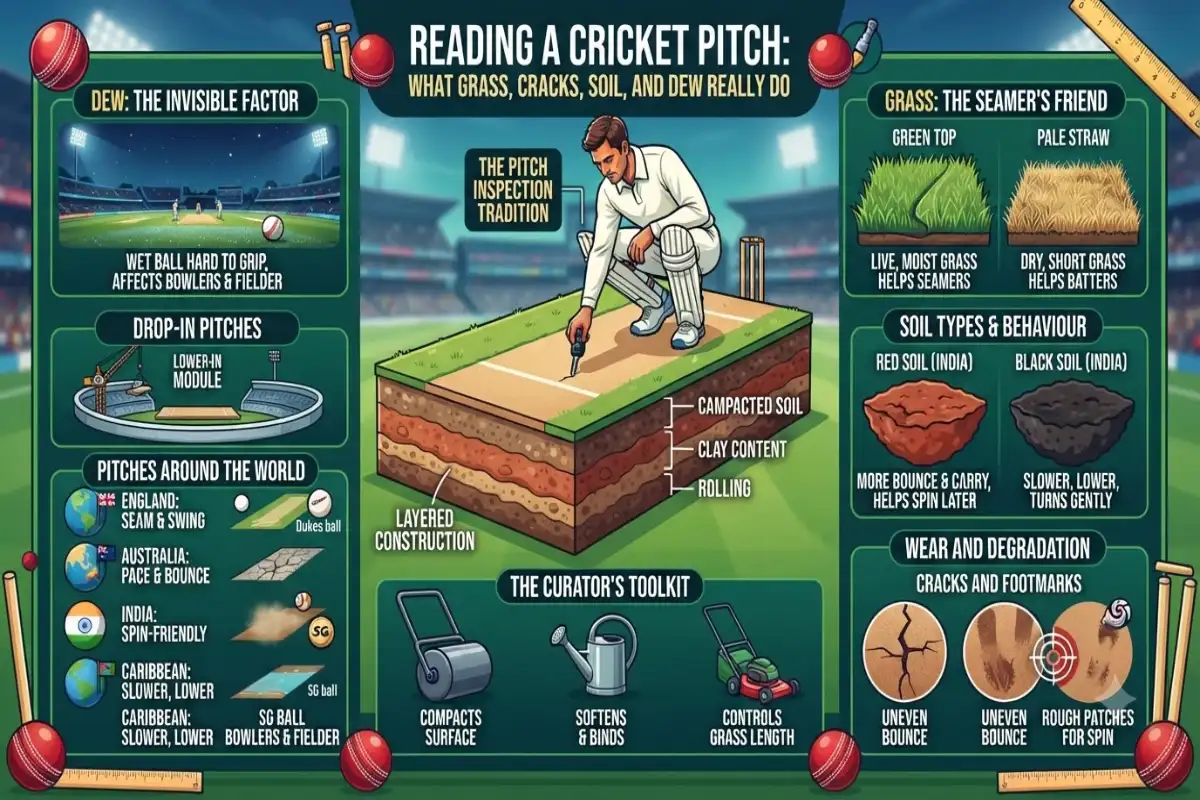 Reading a Cricket Pitch: What Grass, Cracks, Soil and Dew Really Do to a Match